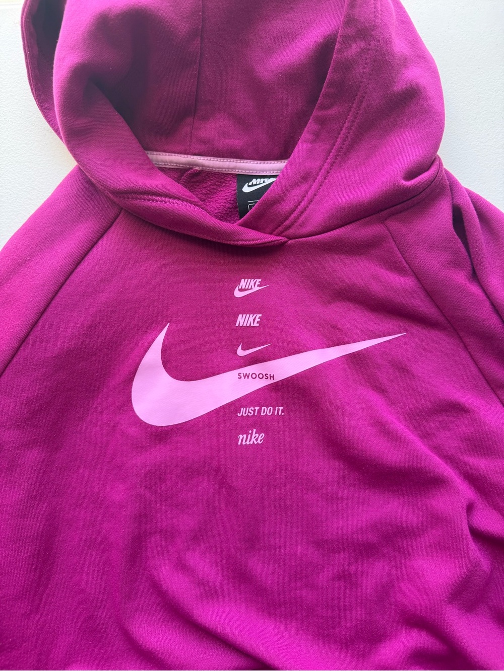 Nike Sportswear Swoosh Cropped Fleece Hoodie Magenta Pink Women’s S - Picture 4 of 10
